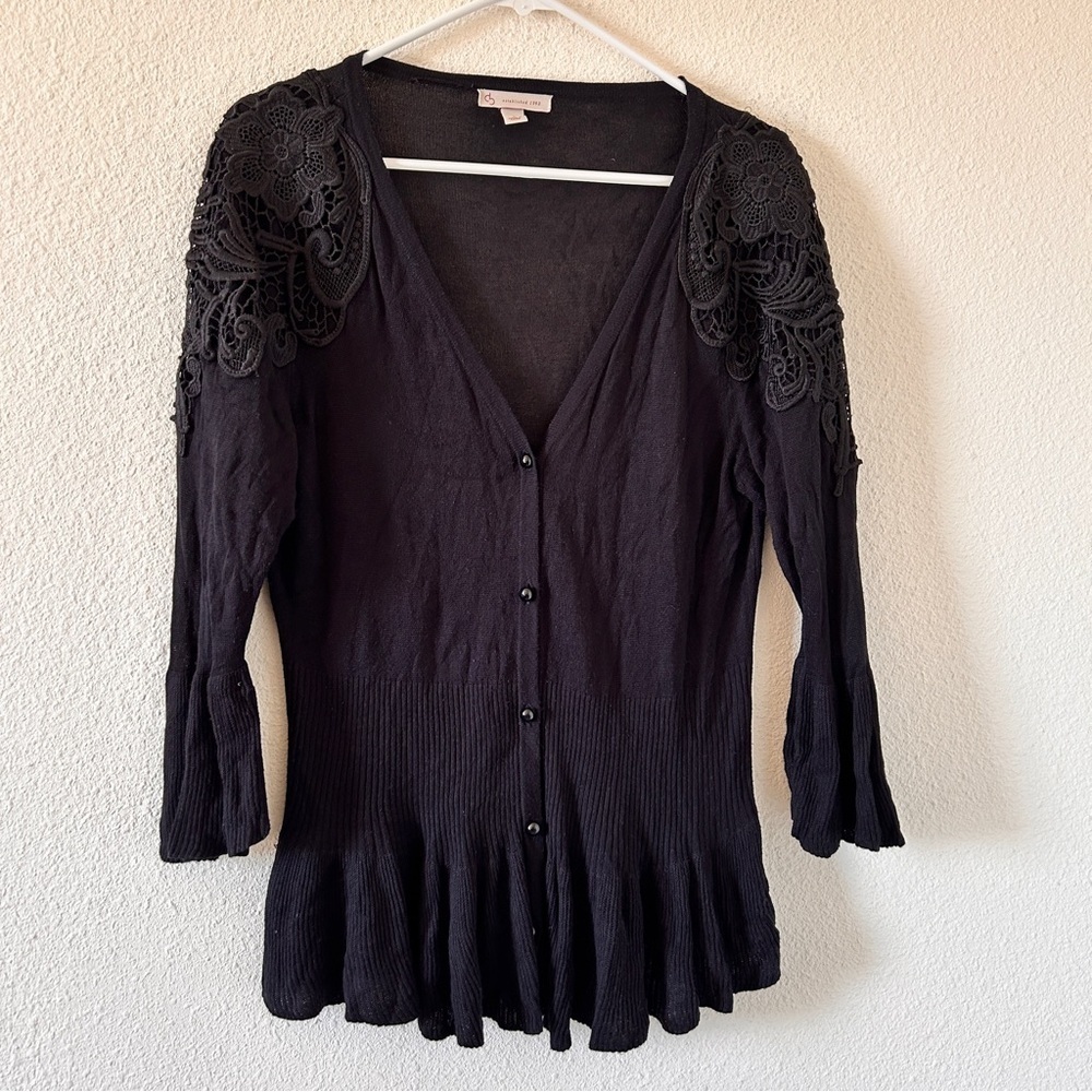 Established 1962 Knit Cardigan Sweater Women’s Large Flare 3/4 Sleeves Dressy